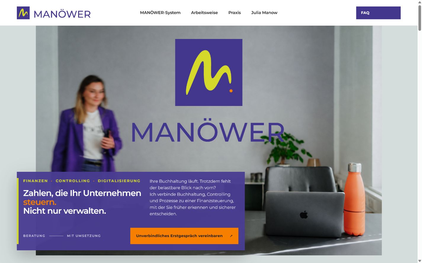 Desktopansicht des MANÖWER Website-Review-Builds